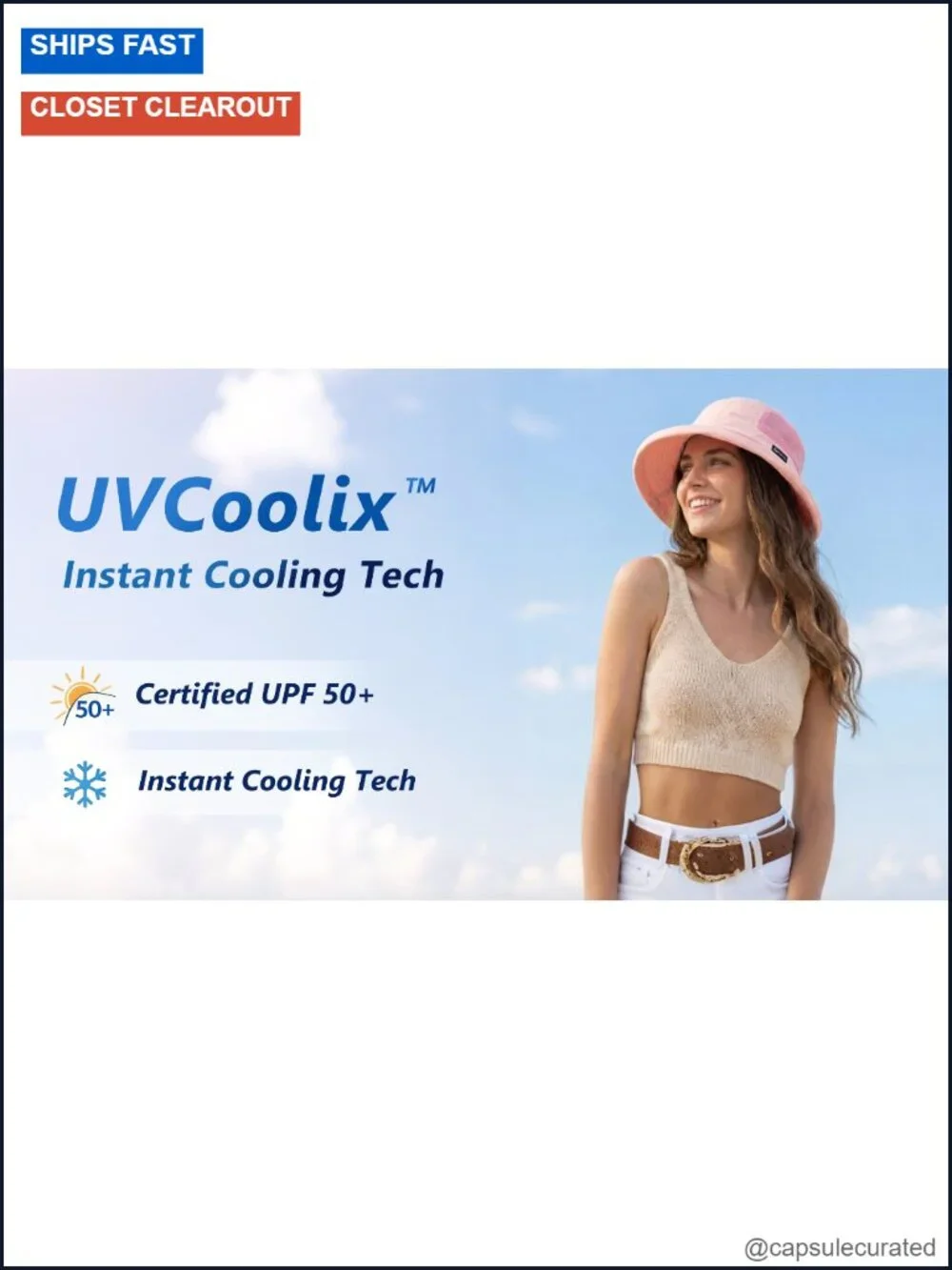 Women's Cooling Bucket Sun Hat UPF 50 Wide Brim Packable Ponytail Hole